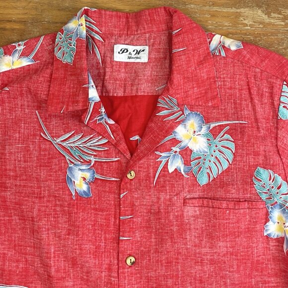 Vintage Mens Authentic Hawaiian Shirt Size Medium 1980s Faded Red Floral Print - Picture 2 of 3